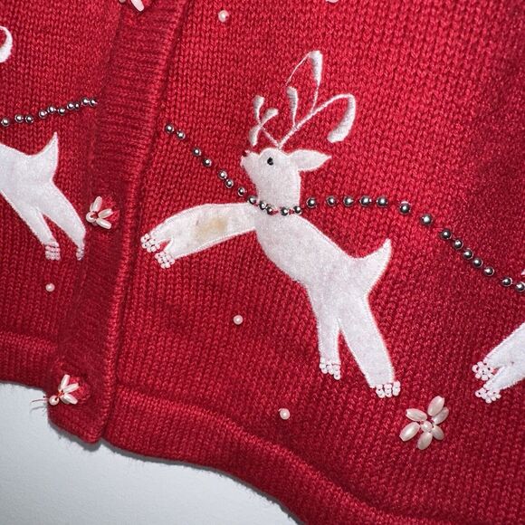 All Points By Reference Pointe Women’s Reindeer Christmas Sweater Red Size Large - Picture 3 of 5